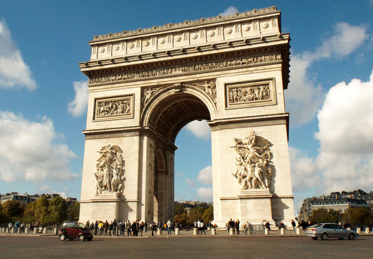 A street view of the champs-elysees from the top of the arc de